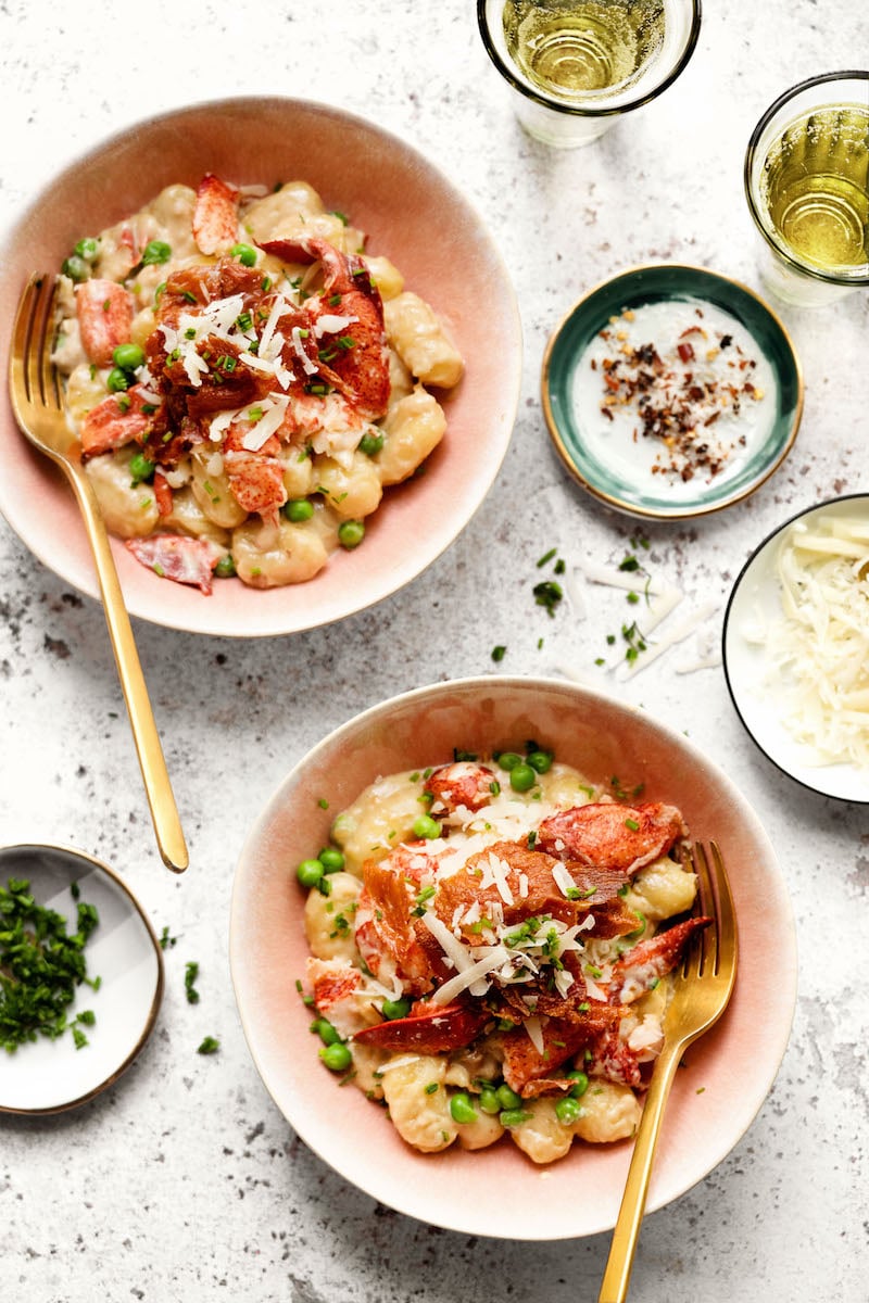 Creamy Gnocchi with Maine Lobster, Crispy Prosciutto, and Peas